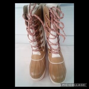 Ermon Tan and white duck boots